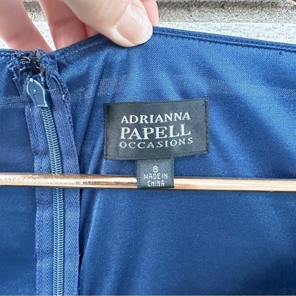 ADRIANNA PAPELL Occasions Blue Embroidered Tiered Dress Cocktail - Picture 4 of 10